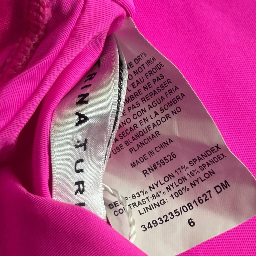 TRINA TURK pink Monaco Off-The-Shoulder Ruffle Bandeau Bikini Swim Top sz 6 NWOT - Picture 10 of 10